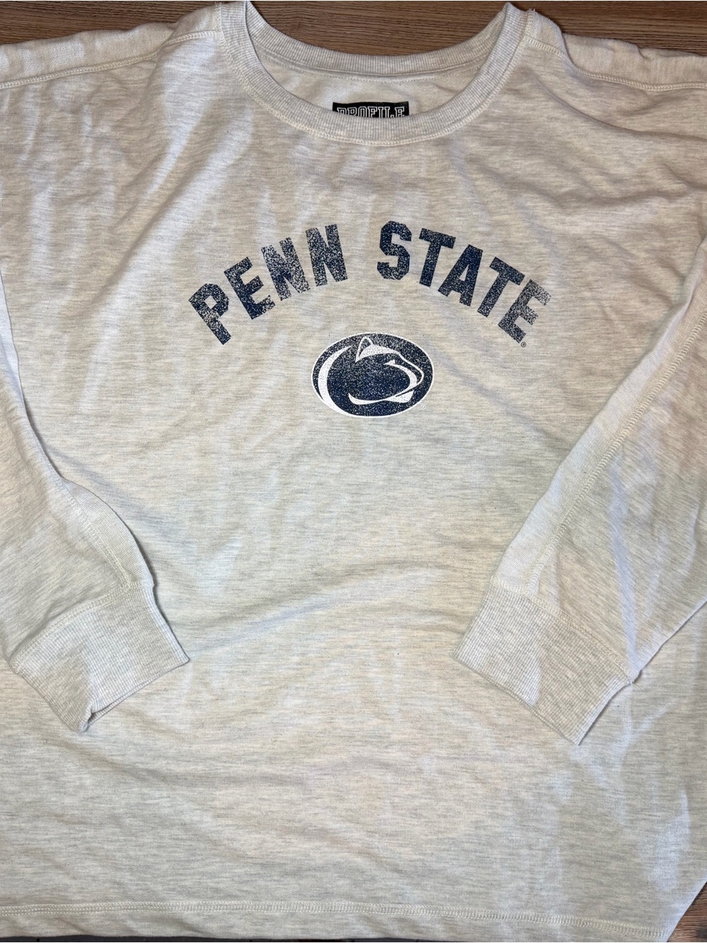 Varsity Penn State Long Sleeve Crewneck - Light Gray & Navy